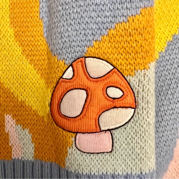 House of Sunny Cardigan Mushroom Daisy Flower Rainbow Sunshine Long Sleeve Sz 10 - Picture 7 of 11